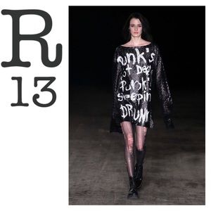 R13 Punk’s Not Dead Black Oversized Sequin Dress M